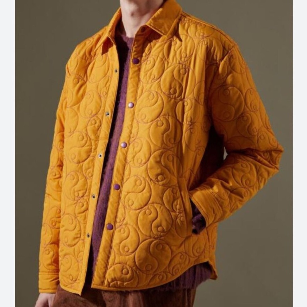 Urban Outfitters Yin Yang Pattern Quilted Jacket Men’s. Citron and Purple